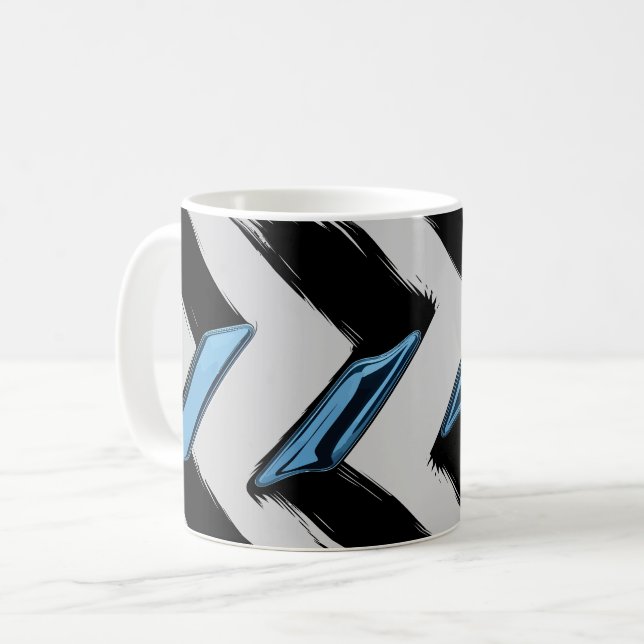 Taza De Café Formas azules brillantes con pincel diagonal (Anverso izquierdo)