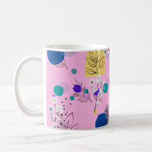 Taza De Café Formas Botánicas Abstractas Florales Boho Rosa Mod