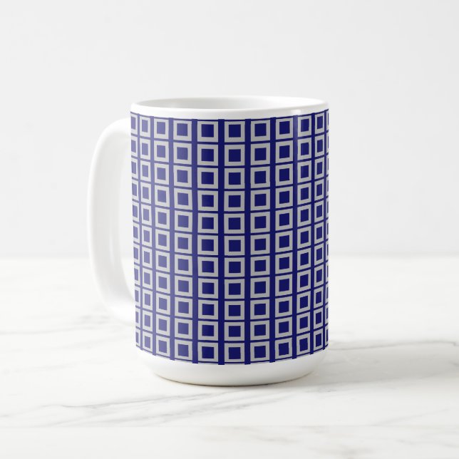 Taza De Café Formas cuadradas azules de media noche (Anverso izquierdo)