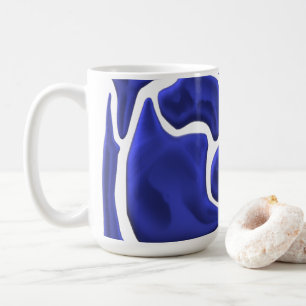 Taza De Café Formas de fluido azul abstracto: arte moderno en 3