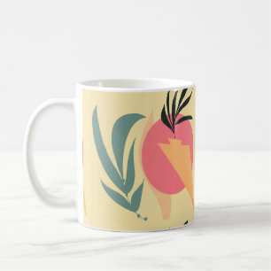 Taza De Café Formas de ilustración de planta abstracta rosa ama