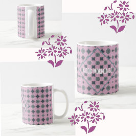 Taza De Café Formas de patrón púrpura de país con texto persona