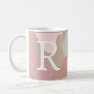 Taza De Café Formas de tonos de la Tierra con las iniciales