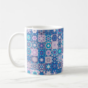 Taza De Café Formas geométricas abstractas y flores, sin costur