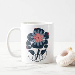 Taza De Café formas geométricas con flor colorida