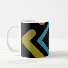 Taza De Café Formas geométricas de oro concéntrico y turquesa