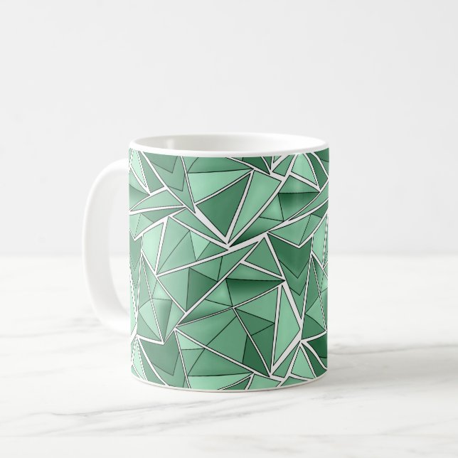Taza De Café Formas geométricas patrón abstracto verde (Anverso izquierdo)