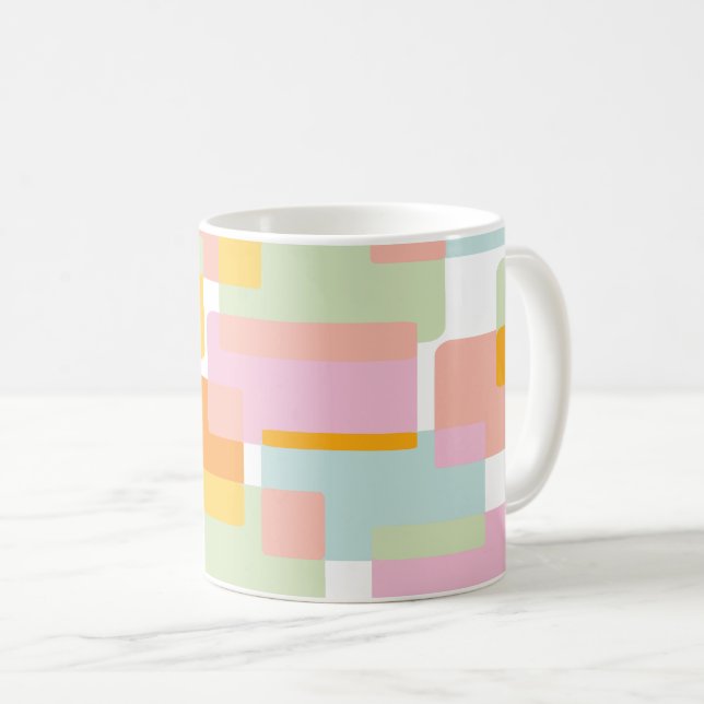 Taza De Café Formas geométricas simples en pasteles Naranja ama (Anverso derecho)