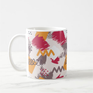 Taza De Café Formas, líneas y puntos abstractos coloridos