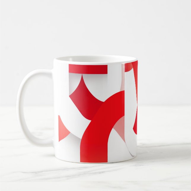 Taza De Café 🔴 Formes Géométriques en Rouge et Blanc ⚪ (Izquierda)