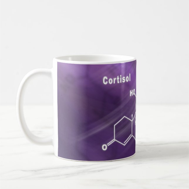 Taza De Café Fórmula química estructural Hormone de Cortisol (Izquierda)