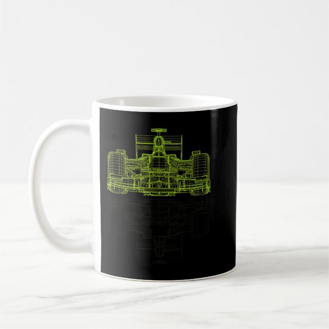 Taza De Café Formula Racing Car Blueprint Mechanical Engineer R (Izquierda)
