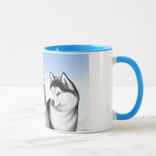 Taza de café fornida de los perros de trineo