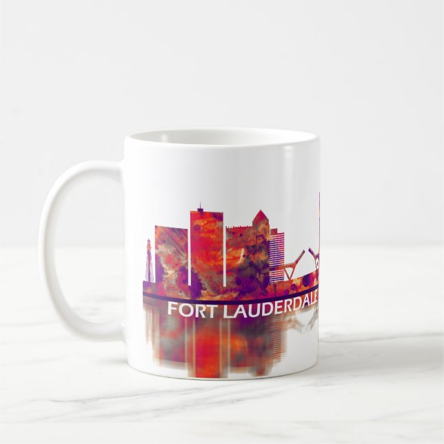 Taza De Café Fort Lauderdale Florida Skyline (Izquierda)
