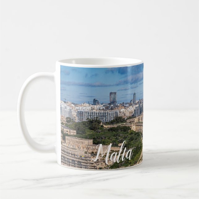 Taza De Café Fort Manoel y Sliema desde La Valeta, Malta (Izquierda)