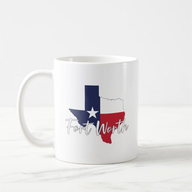 Taza De Café Fort Worth, mapa de la bandera de Texas (Izquierda)