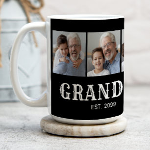 Taza De Café Foto 3 de tipografía negra establecida por abuelo