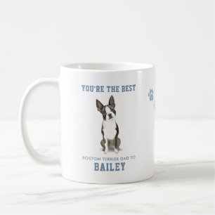 Taza De Café Foto adorable de papá de Boston Terrier con acuare