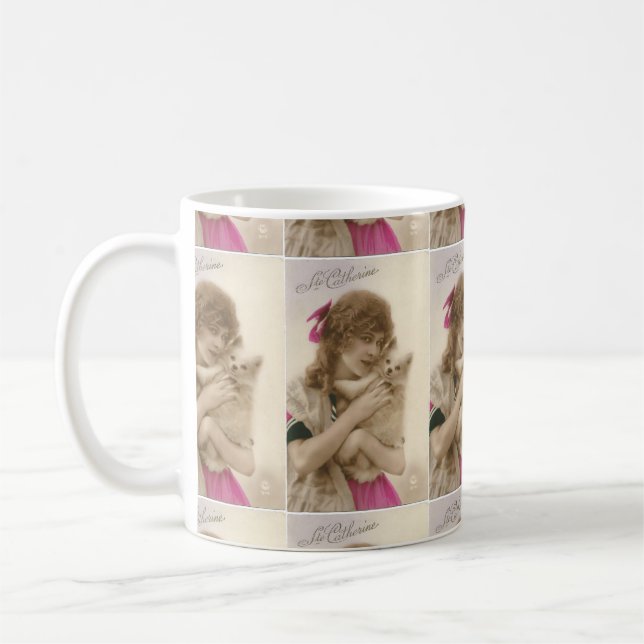 Taza De Café Foto antigua: mujer victoriana y perro (Izquierda)