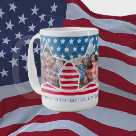 Taza De Café Foto azul blanco rojo 4 de julio cumpleaños