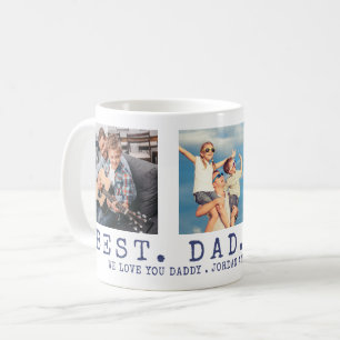 Taza De Café Foto Azul Personalizada Moderno MEJOR PAPÁ DEL MUN