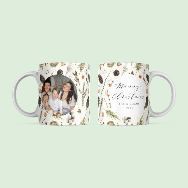 Taza De Café Foto botánica del Boho ruso moderno Navidad (Subido por el creador)