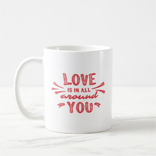 Taza De Café Foto de amor Sello rojo de escritura con letras Dí