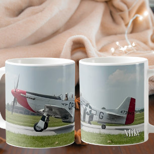 Taza De Café Foto de avión vintage P-51 Mustang Cool Personaliz