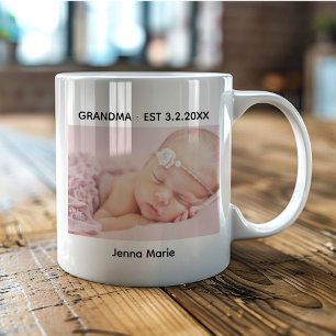 Taza De Café Foto de bebé establecida por la abuela