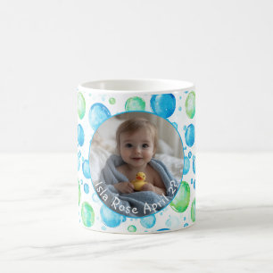 Taza De Café Foto de bebé individual C557 moderna en azul, verd