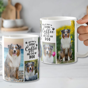Taza De Café Foto de beber café y acariciar a mi perro