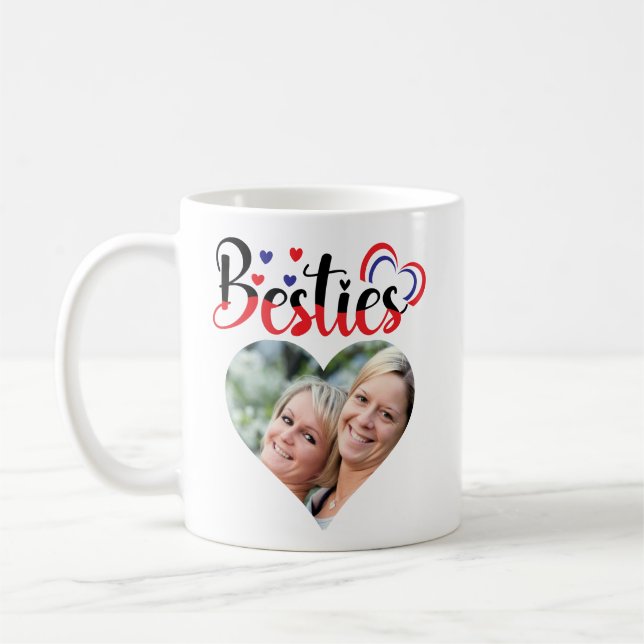 Taza De Café Foto de Besties Mom Daughter Valentine Personaliza (Izquierda)