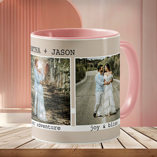 Taza De Café Foto de Boda elegante y simple de la línea de tiem