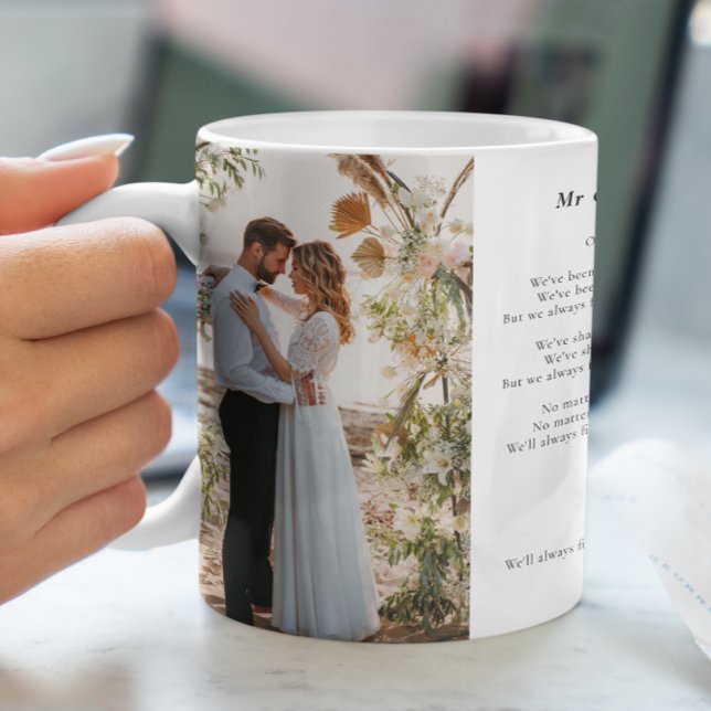 Taza De Café Foto de boda Letras de canción keepsake moderno (Subido por el creador)