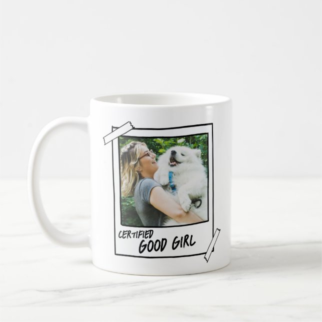 Taza De Café Foto de "Chico Bueno Certificado" de Perro Samoyed (Izquierda)