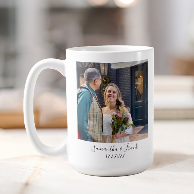 Taza De Café Foto de compromiso Boda personalizado (Personalized Wedding Photo Coffee Mug)