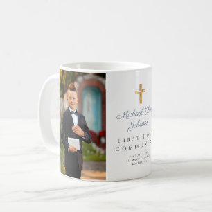 Taza De Café Foto de Cruz Religiosa de Primera Comunión de Niño