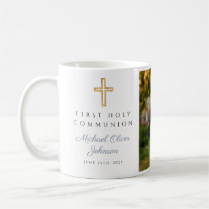 Taza De Café Foto de Cruz Religiosa Niño Primera Comunión