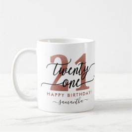 Taza De Café Foto de cumpleaños 21 Rosa Gold