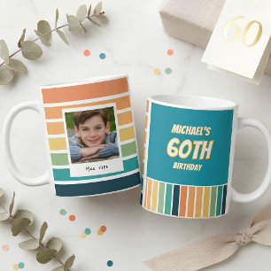 Taza De Café Foto de cumpleaños número 60 retro para él