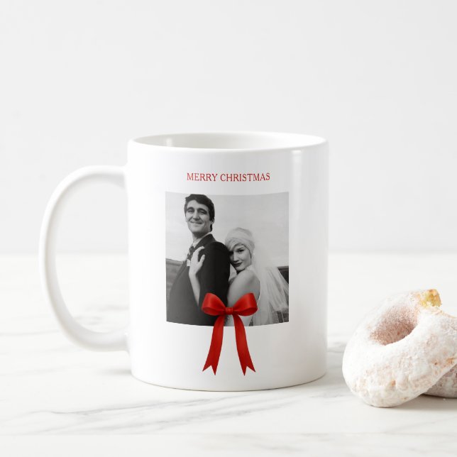 Taza De Café Foto de Cute Red Bow Ferry Christmas (Con donut)