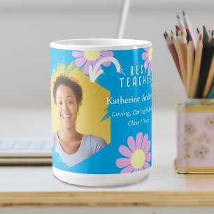 Taza De Café Foto de Daisy Mejor Maestra Azul