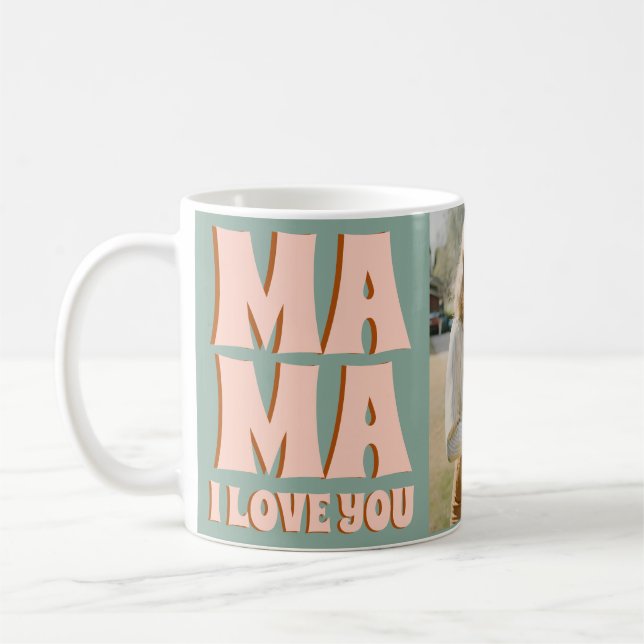Taza De Café Foto de Día de la Madre divertida rosa verde retro (Izquierda)