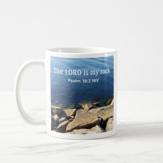 Taza De Café Foto de Dios del Océano es Mi Roca Versículo Bíbli (Izquierda)