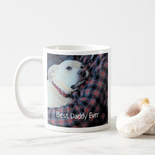Taza De Café Foto de dulce perro blanco con papá el día de San