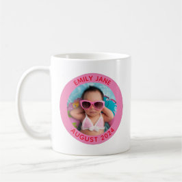 Taza De Café Foto de familia redonda personalizada rosa y roja