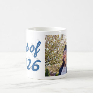 Taza De Café Foto de graduación con guión azul de la promoción