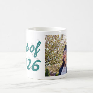 Taza De Café Foto de graduación con guión verde de la clase de
