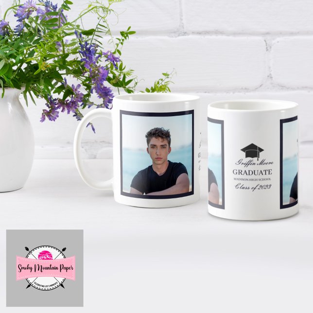 Taza De Café Foto de Guy Grad Modern Graduation Personalizado (Subido por el creador)