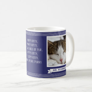 Taza De Café Foto de Happy Kitty en Azul Marino